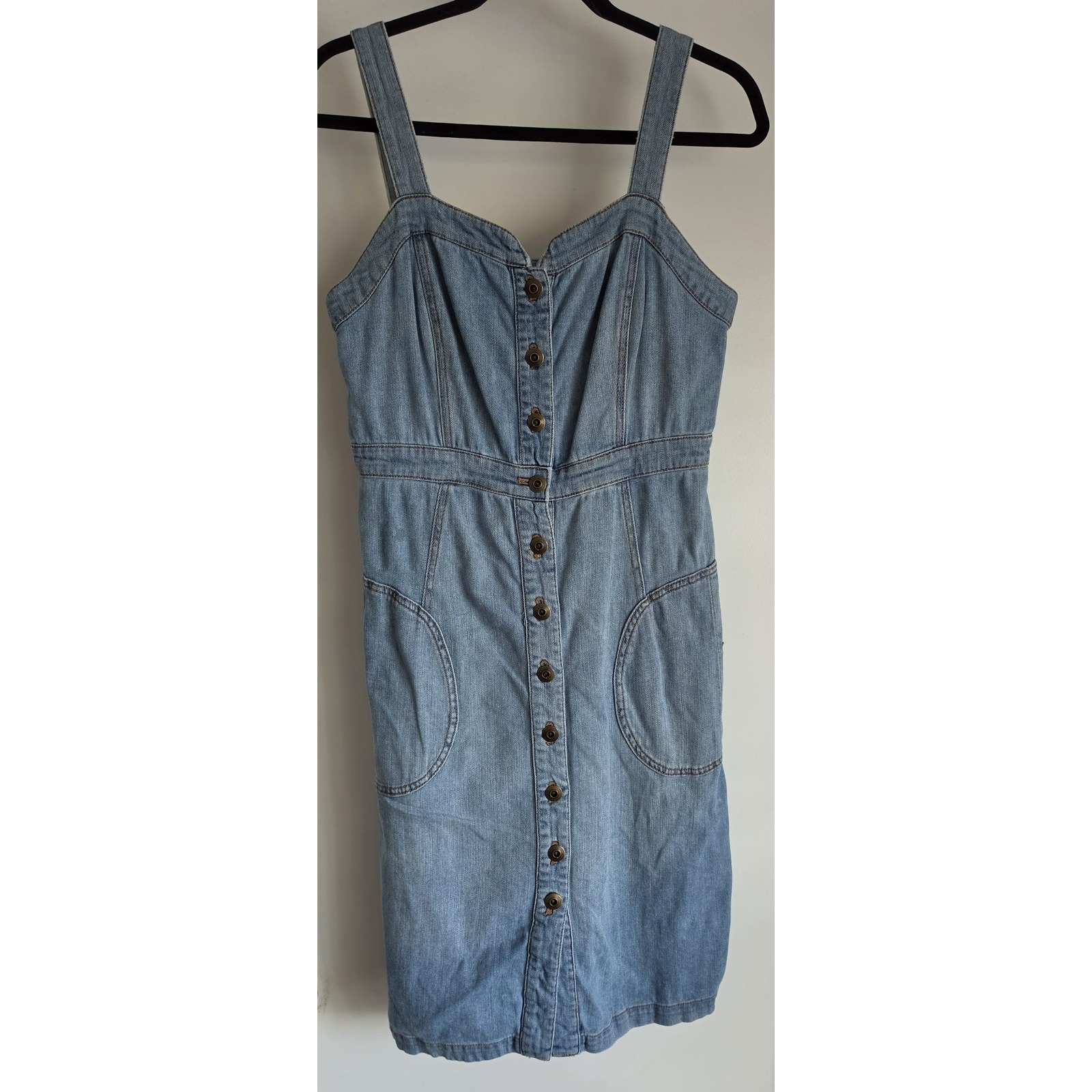 Pilcro And The Letterpress Dress 10 Sleeveless Casual Summer Light Blue Retro